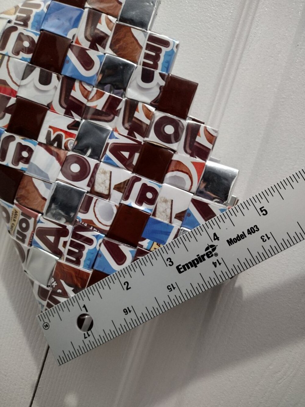 Nahui Ollin Recycled Candy Wrapper Wristlet Bag Eco Upcycled Chocolate Clutch - Picture 4 of 7